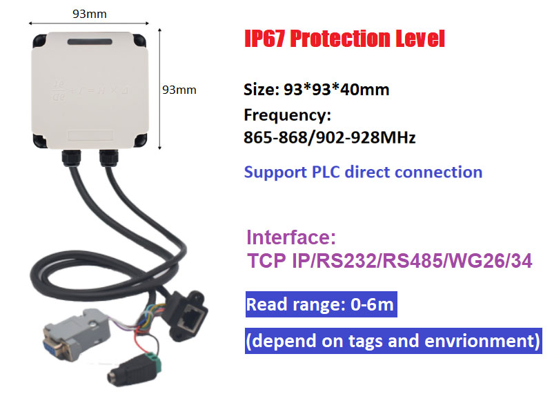 RFID industrilæser Modbus tilsluttet PLC UHF5M RFID 91 alt-i-en produktionslinjestyring 3