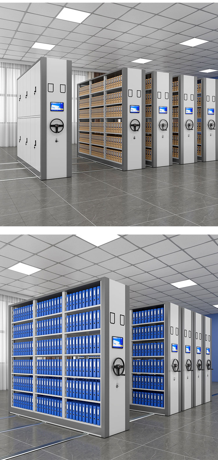 RFID Compact rack smart arkivrum håndsving spor bevægeligt RFID Smart arkivskab stål elektrisk intelligent kompakt skab 5